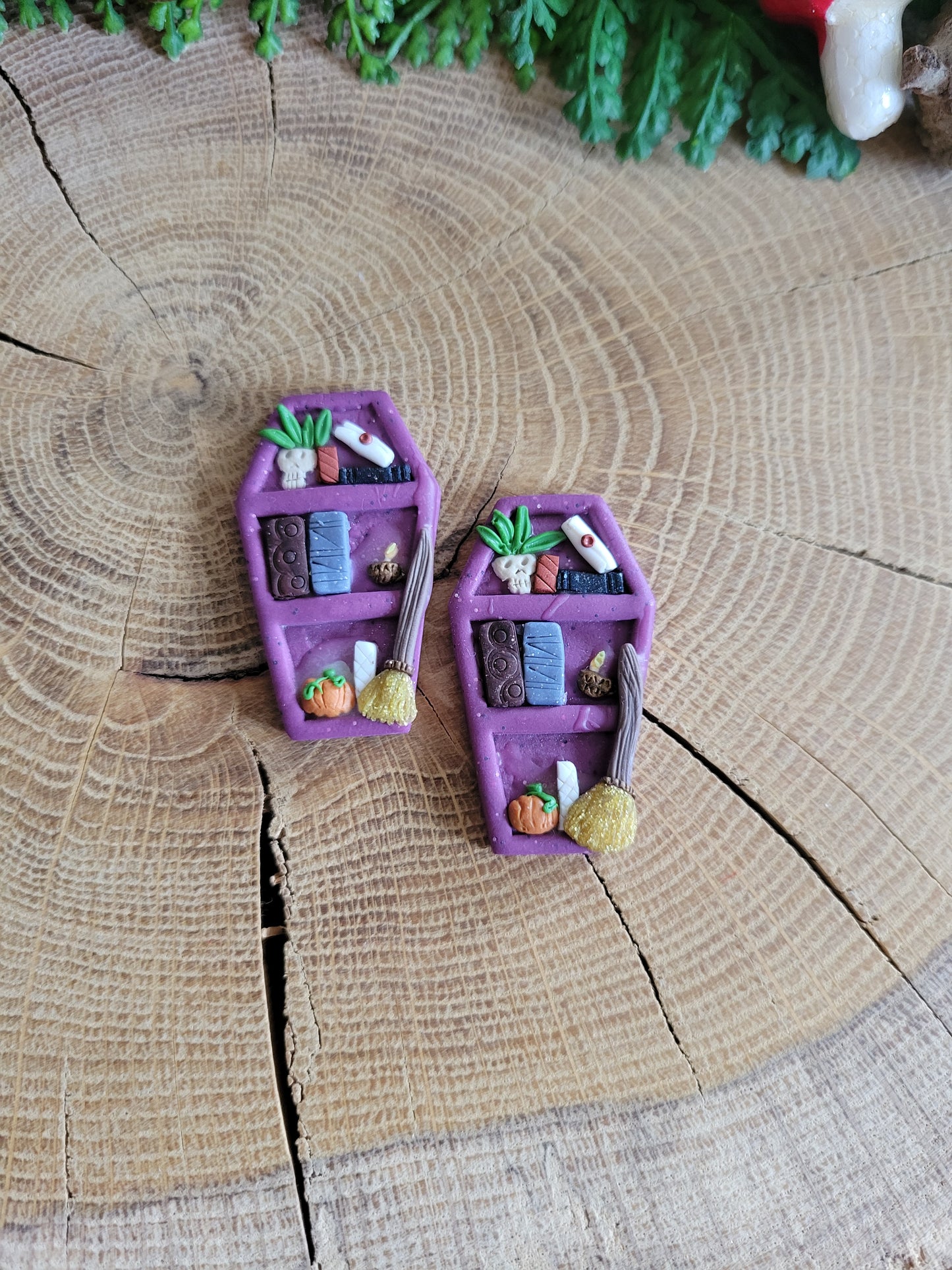 Colourful Coffin Bookshelf Earrings