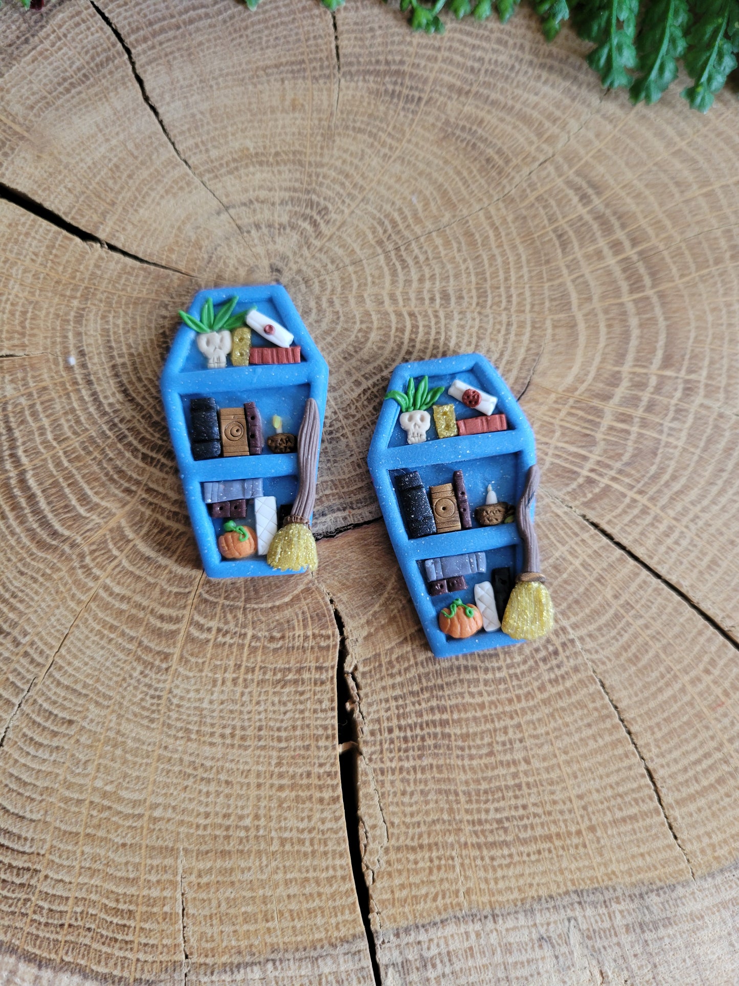 Colourful Coffin Bookshelf Earrings