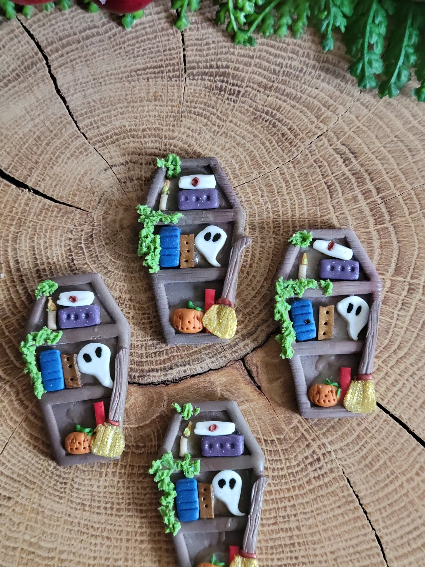 Wooden Coffin Bookshelf Earrings