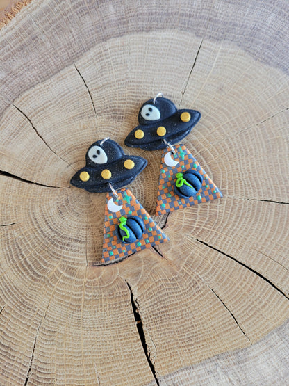 Alien Abduction: Blue Pumpkin Earrings