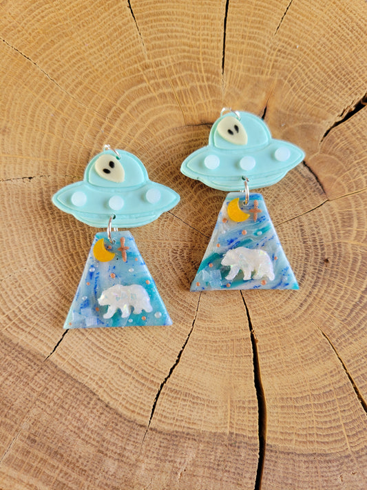 Alien Abduction: Polar Bear Earrings