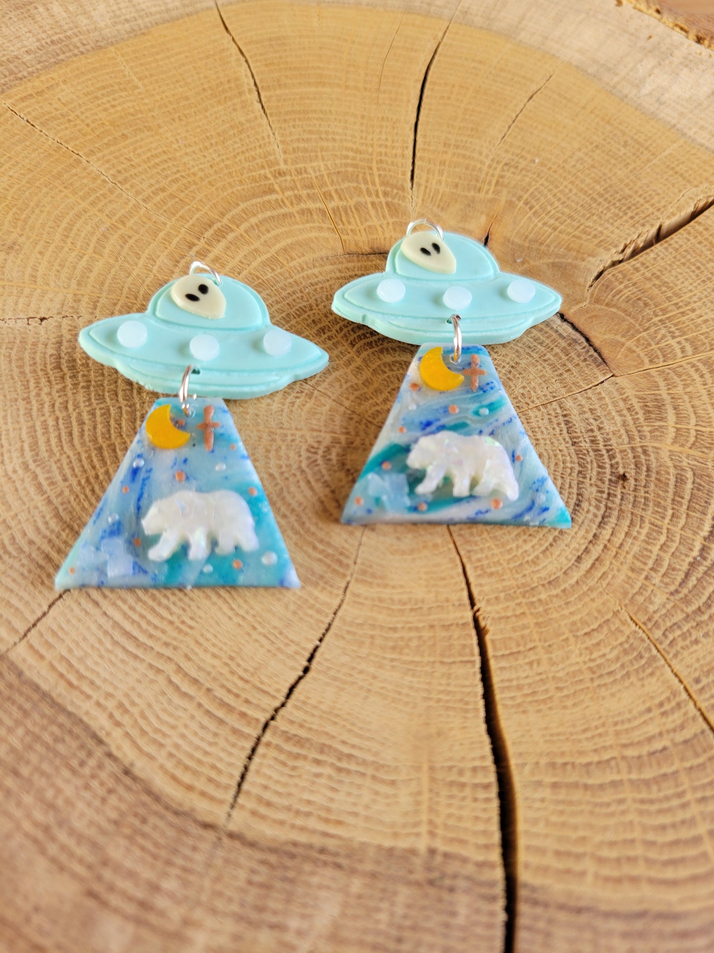 Alien Abduction: Polar Bear Earrings