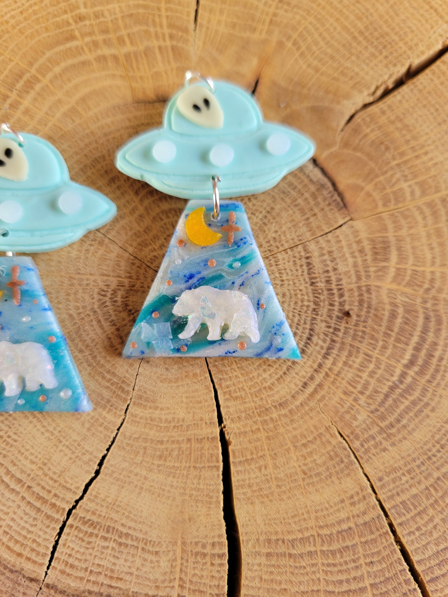 Alien Abduction: Polar Bear Earrings