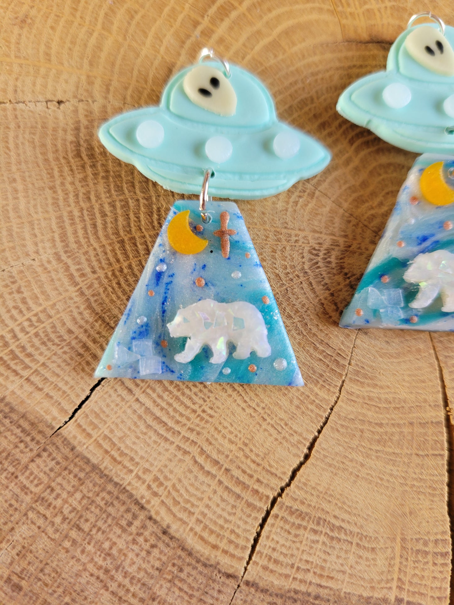 Alien Abduction: Polar Bear Earrings