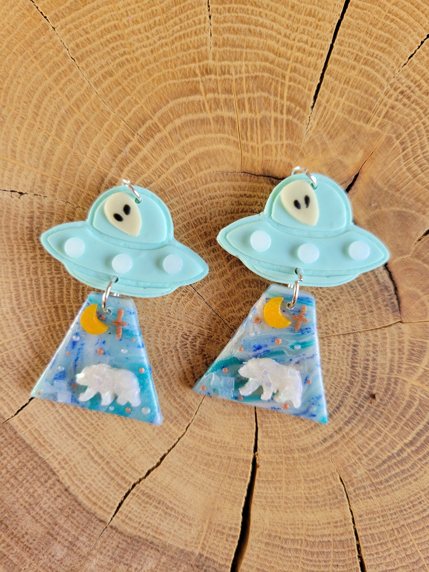 Alien Abduction: Polar Bear Earrings