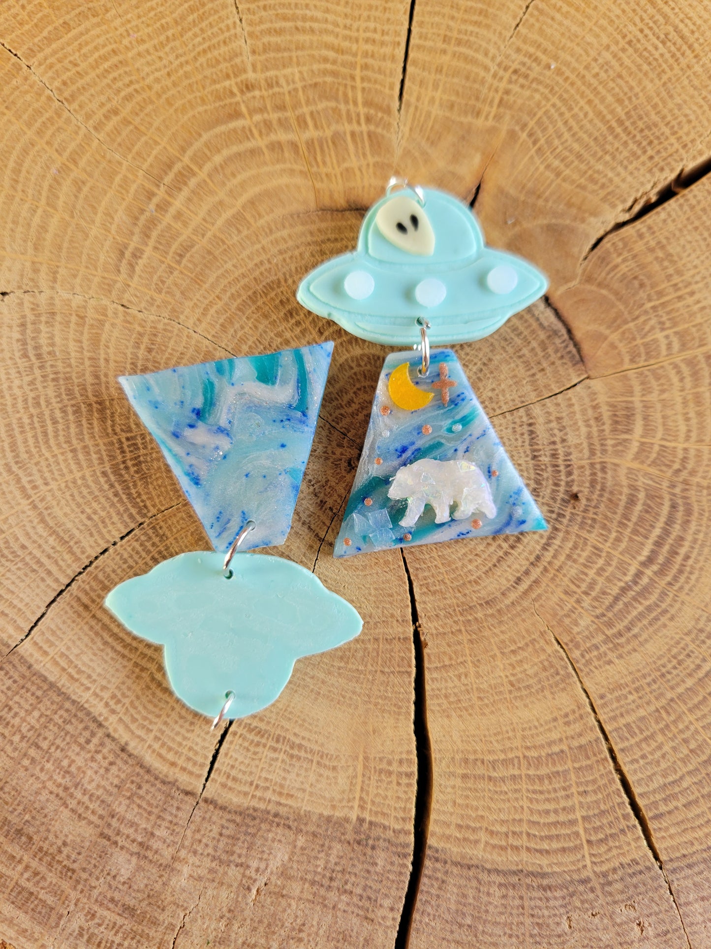 Alien Abduction: Polar Bear Earrings