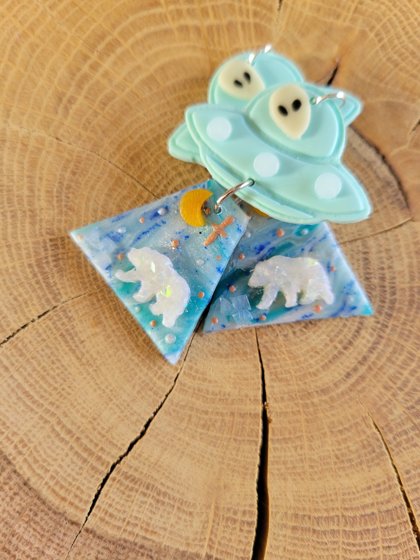 Alien Abduction: Polar Bear Earrings