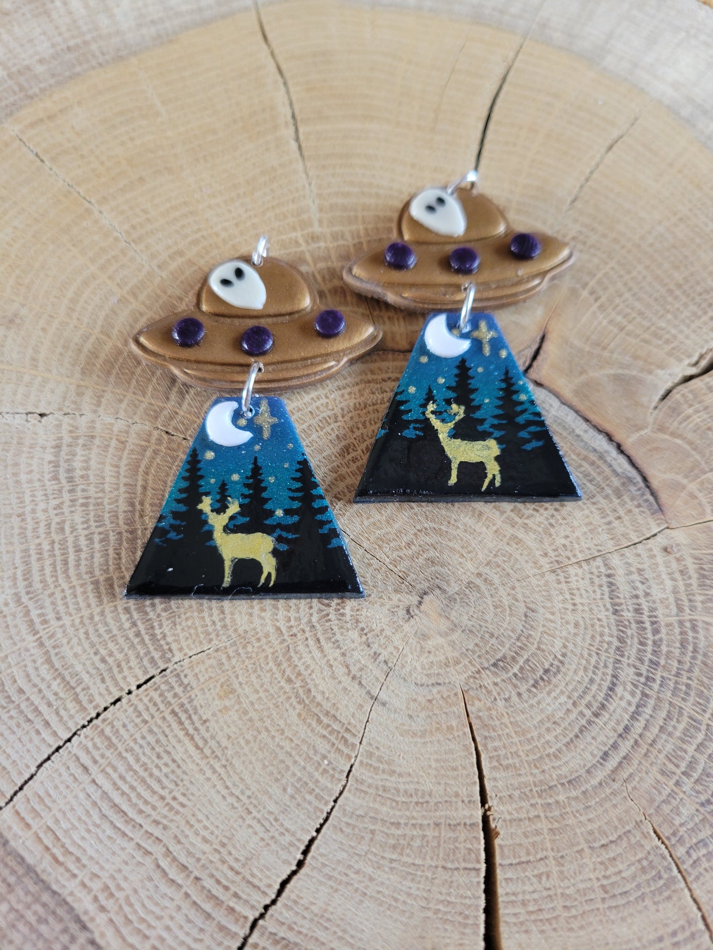 Alien Abduction: Golden Stag Earrings