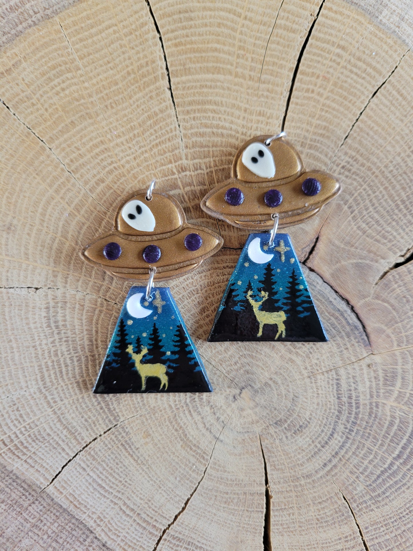 Alien Abduction: Golden Stag Earrings