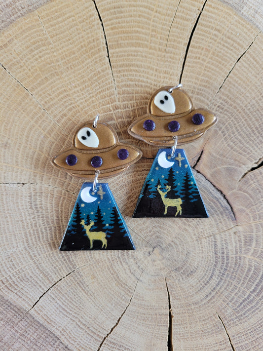 Alien Abduction: Golden Stag Earrings