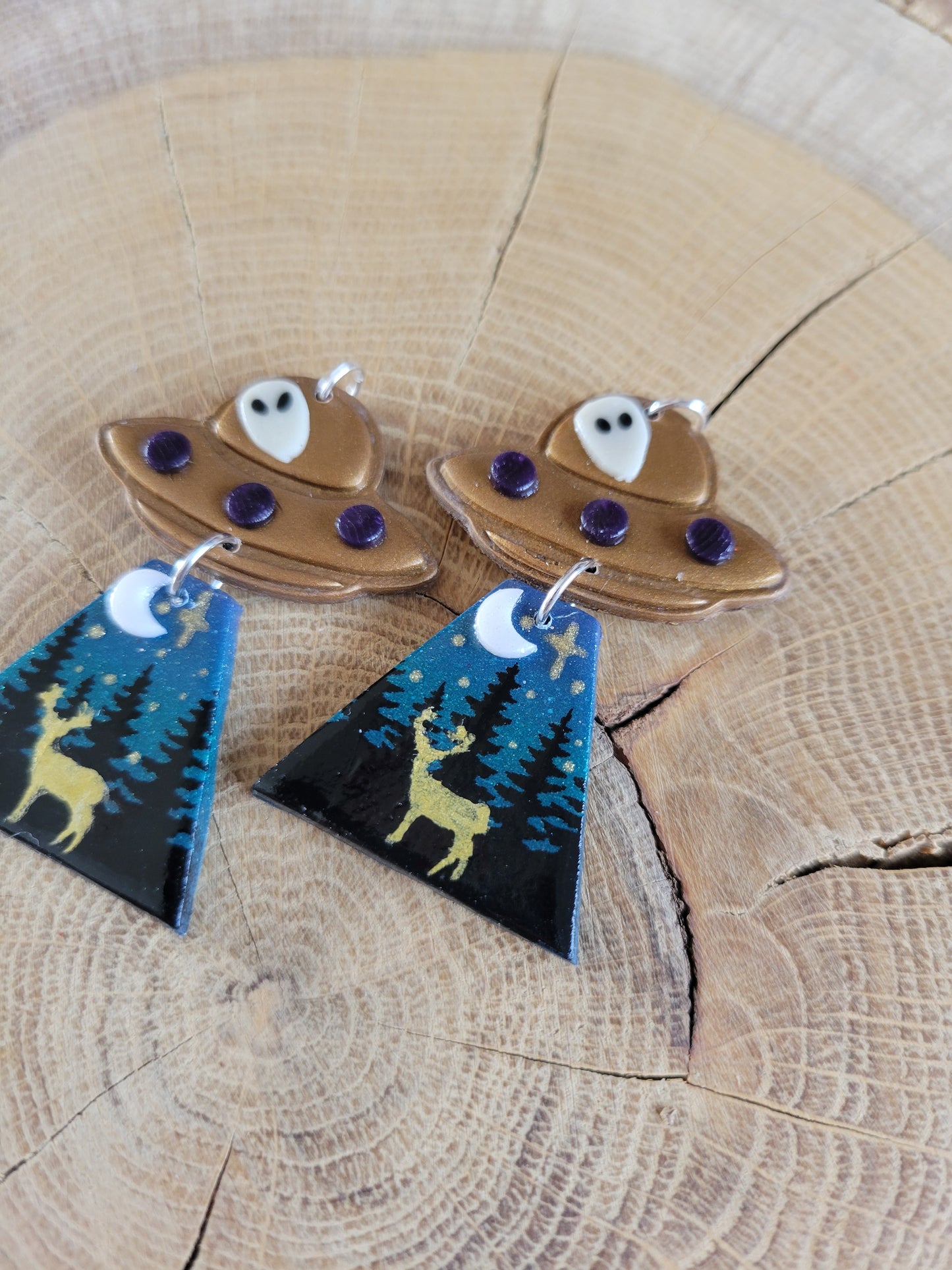 Alien Abduction: Golden Stag Earrings