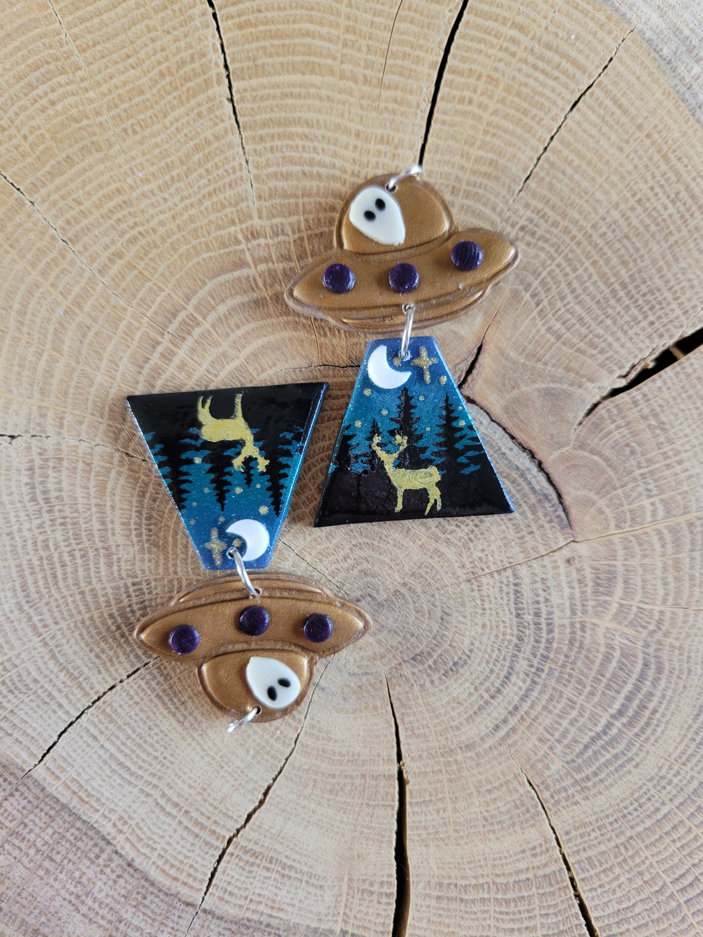 Alien Abduction: Golden Stag Earrings