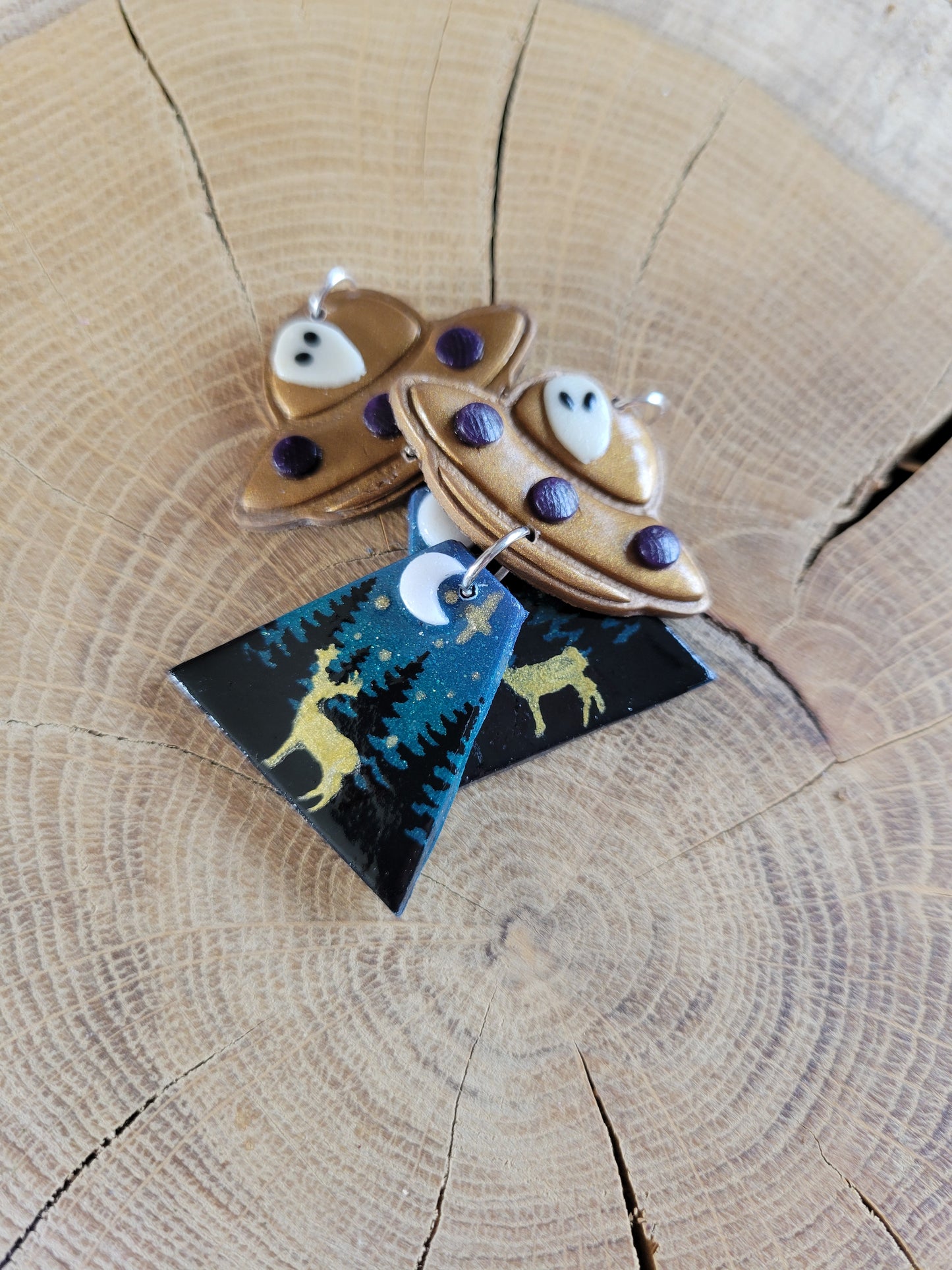 Alien Abduction: Golden Stag Earrings