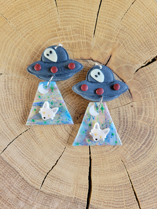 Alien Abduction: Arctic Fox Earrings