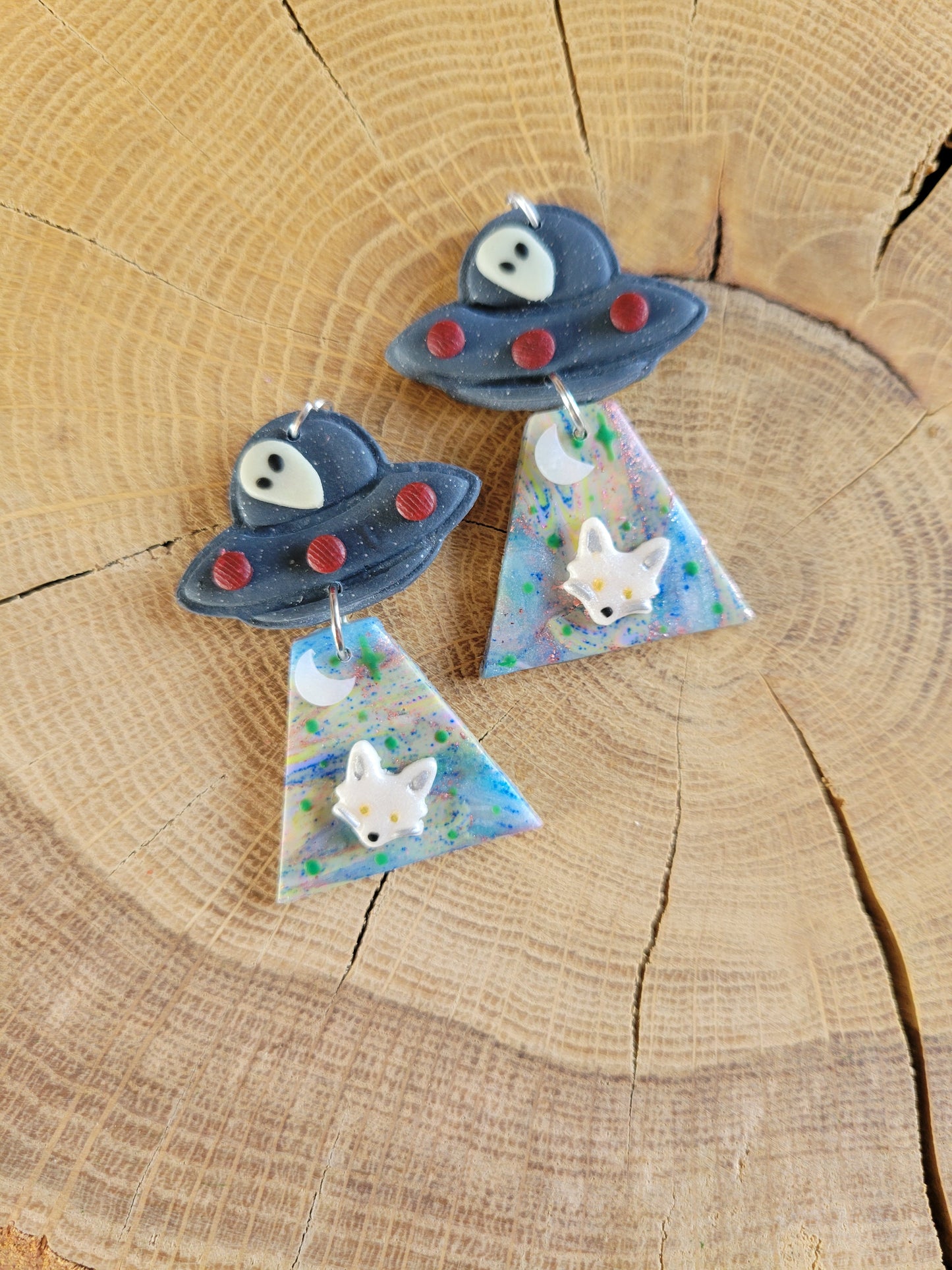 Alien Abduction: Arctic Fox Earrings
