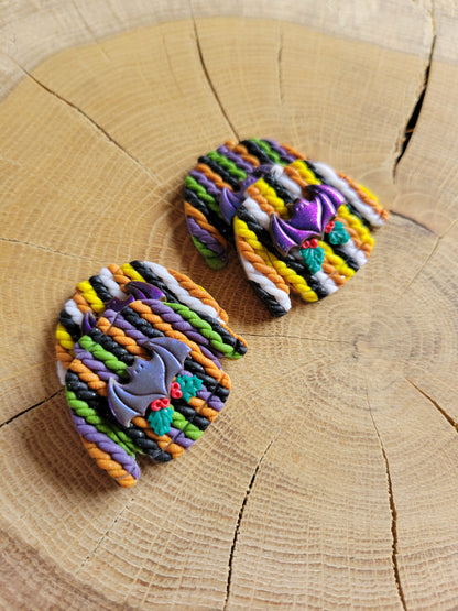 Mismatched Ugly Creepmas Bat Jumper Earrings