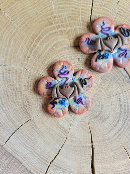 Flower Bat Earrings.