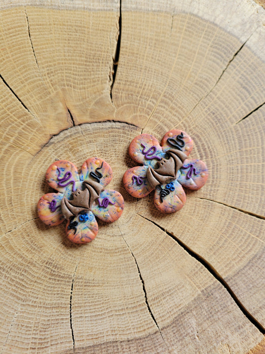 Flower Bat Earrings.