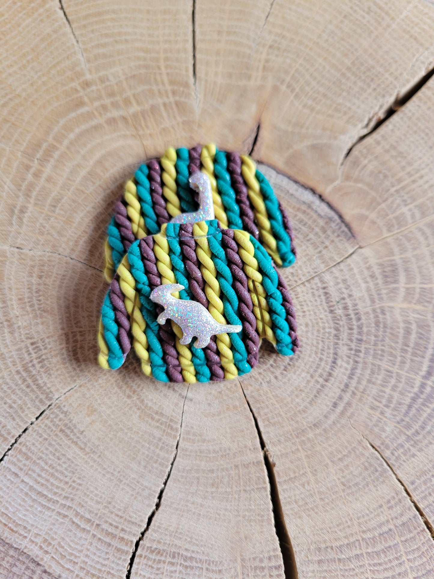 Dinosaur Ugly Christmas Jumper Earrings