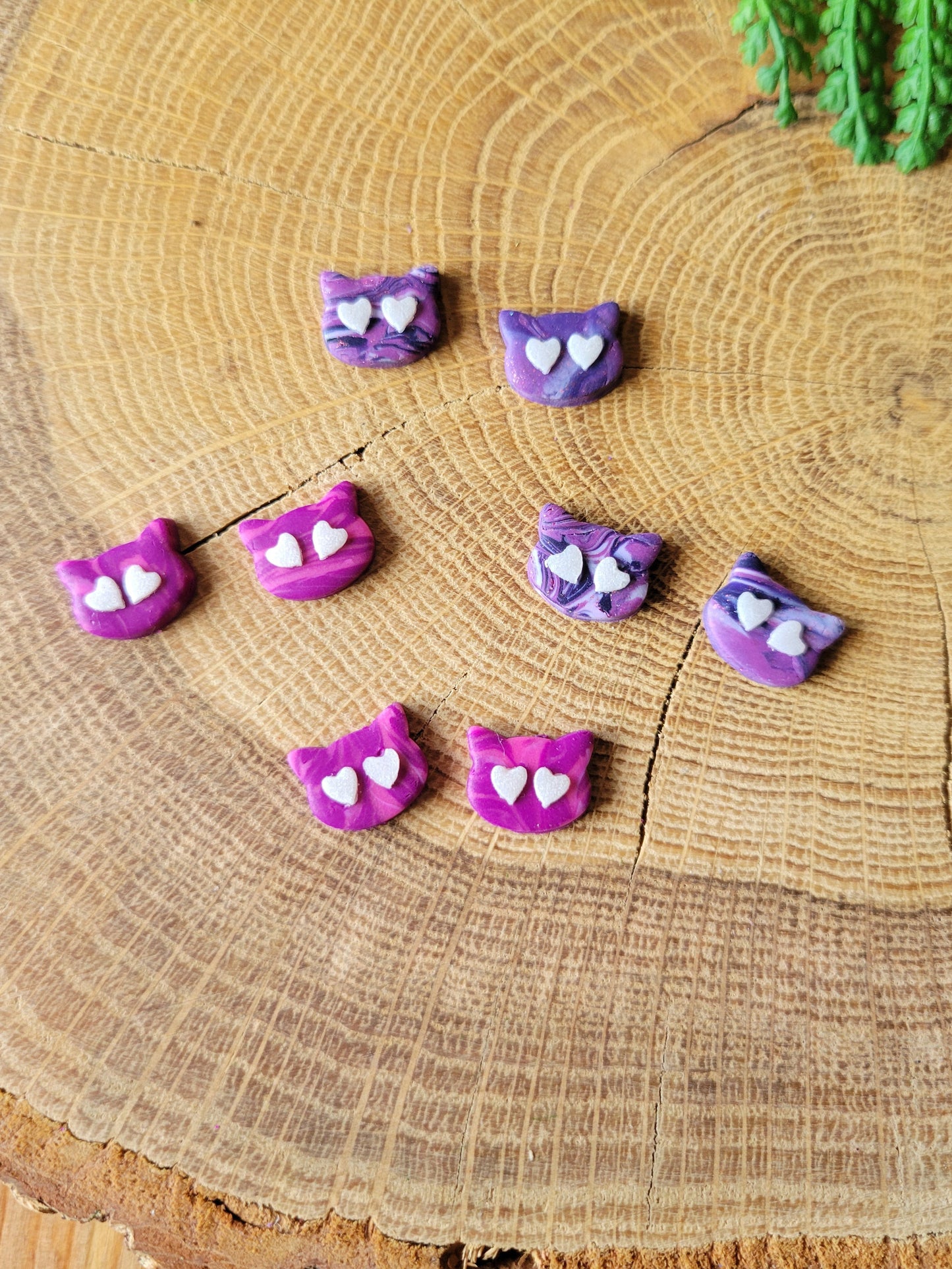 Pink & Purple Cat Studs