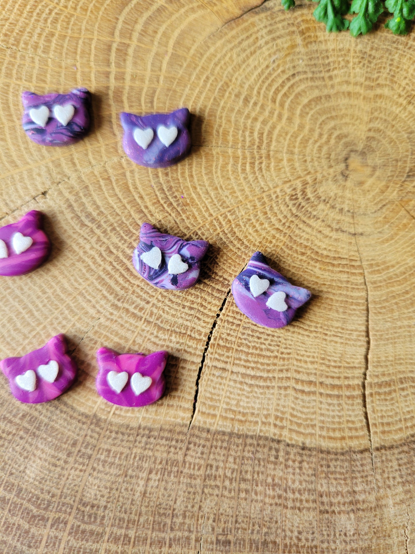 Pink & Purple Cat Studs
