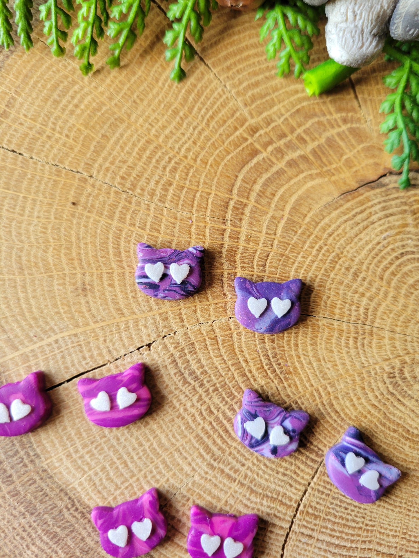 Pink & Purple Cat Studs