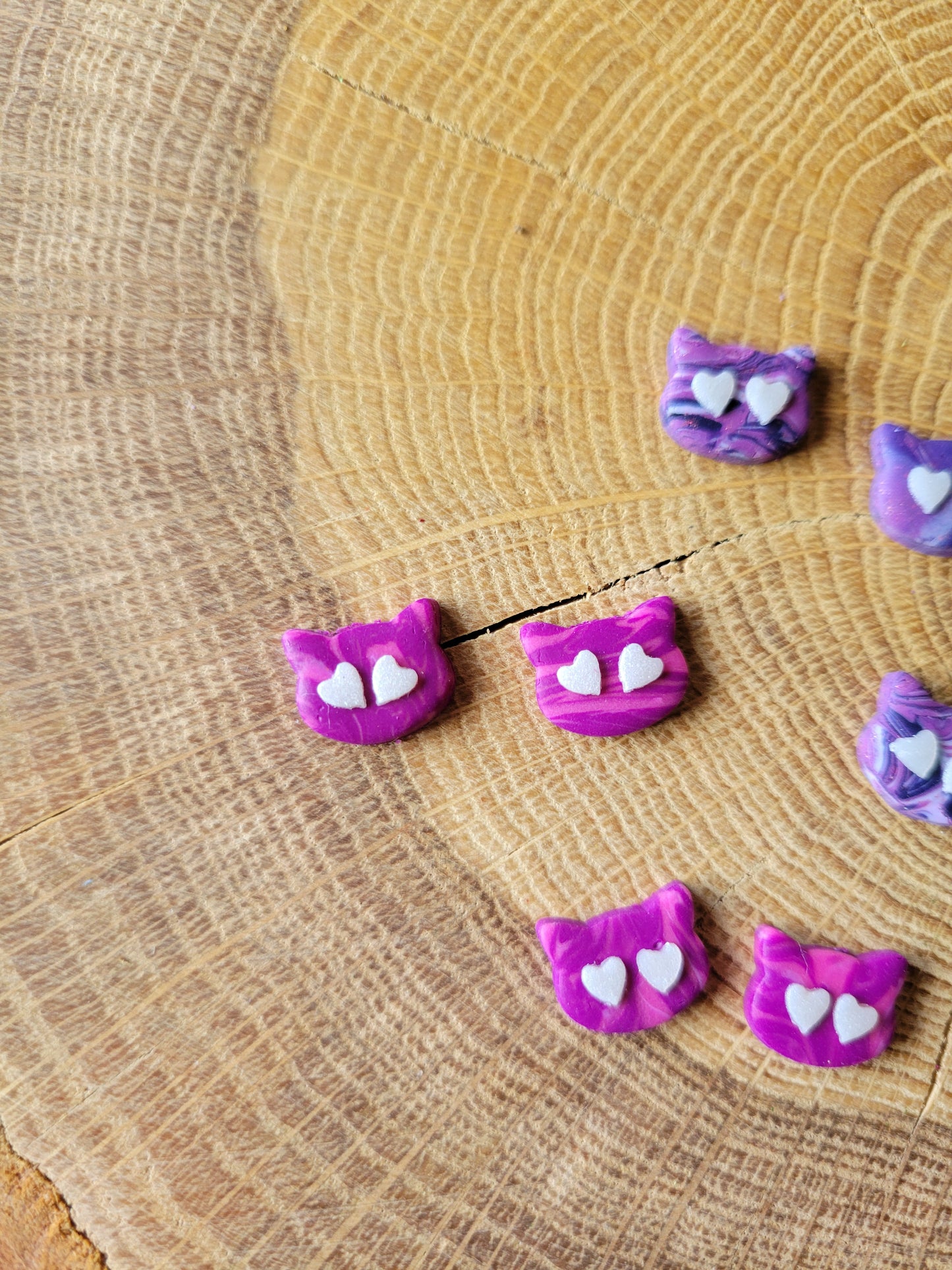 Pink & Purple Cat Studs