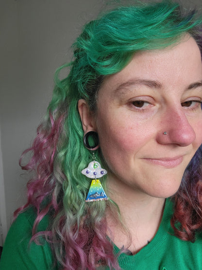 Alien Abduction: Great White Earrings.