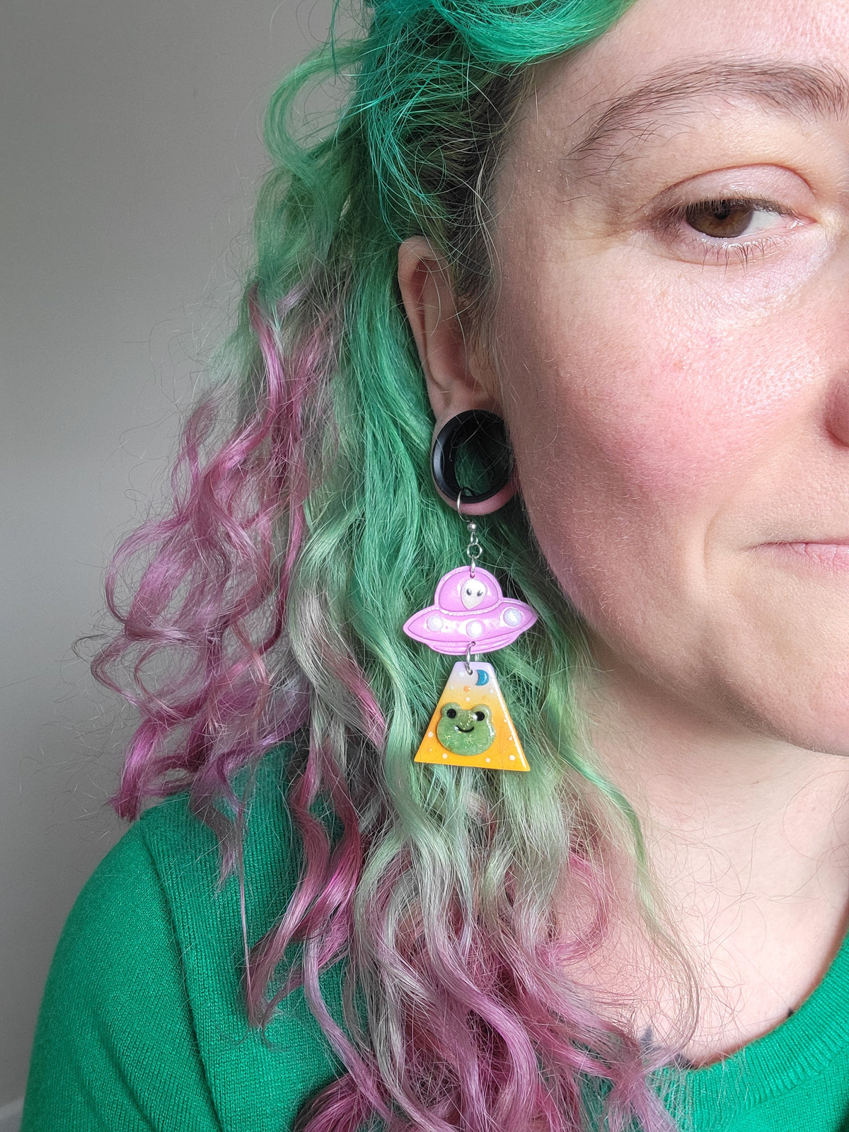 Alien Abduction: Froggie Earrings.