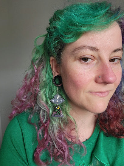 Alien Abduction: Green Dragon Earrings