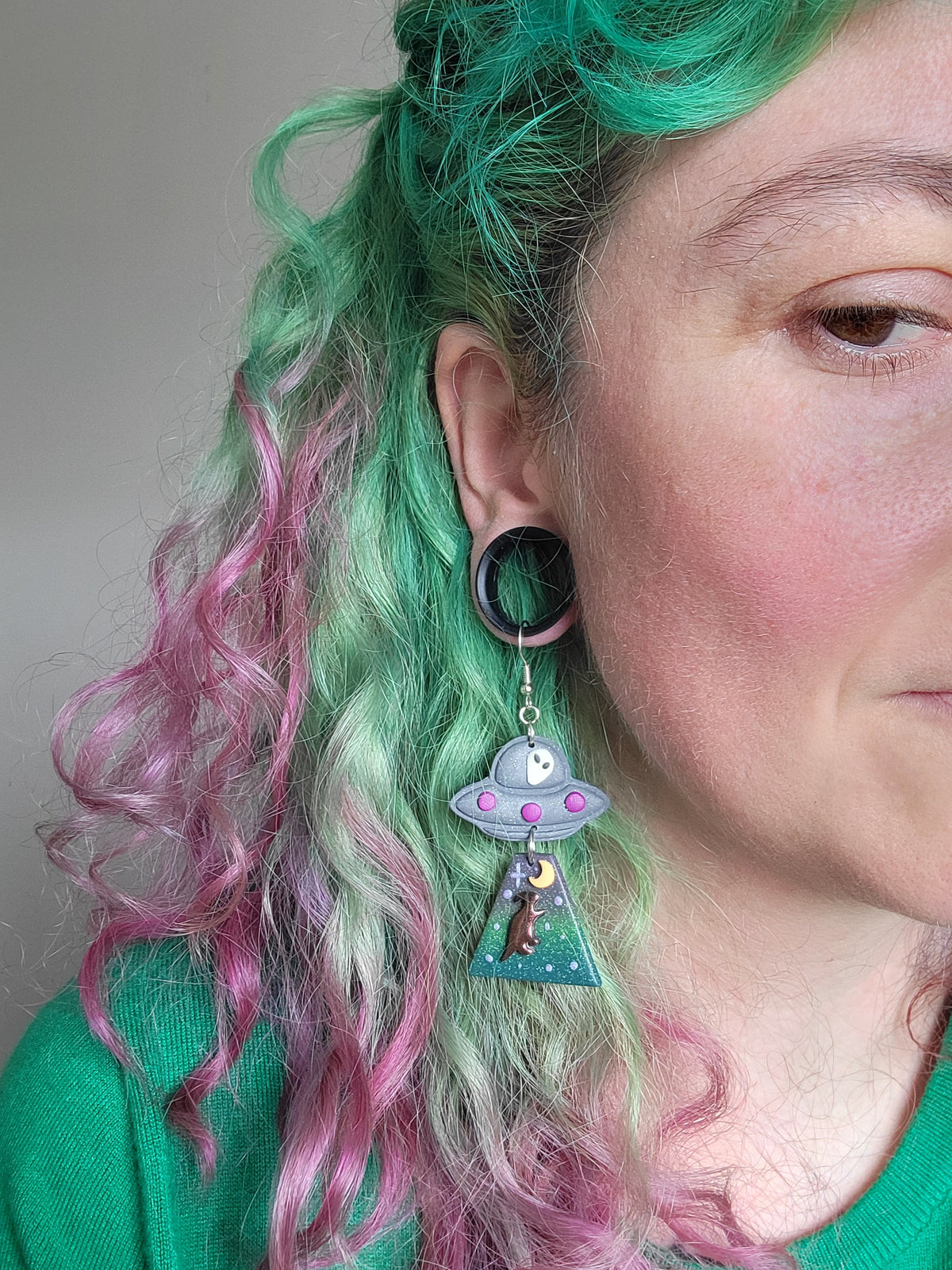 Alien Abduction: Parasaurolophus Earrings