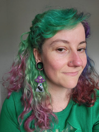 Alien Abduction: Glitter Bat Earrings