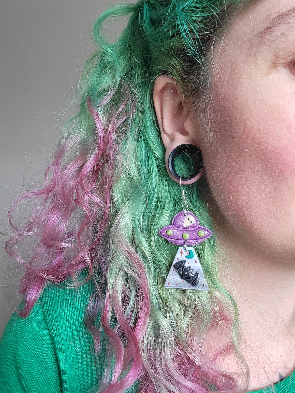 Alien Abduction: Glitter Bat Earrings
