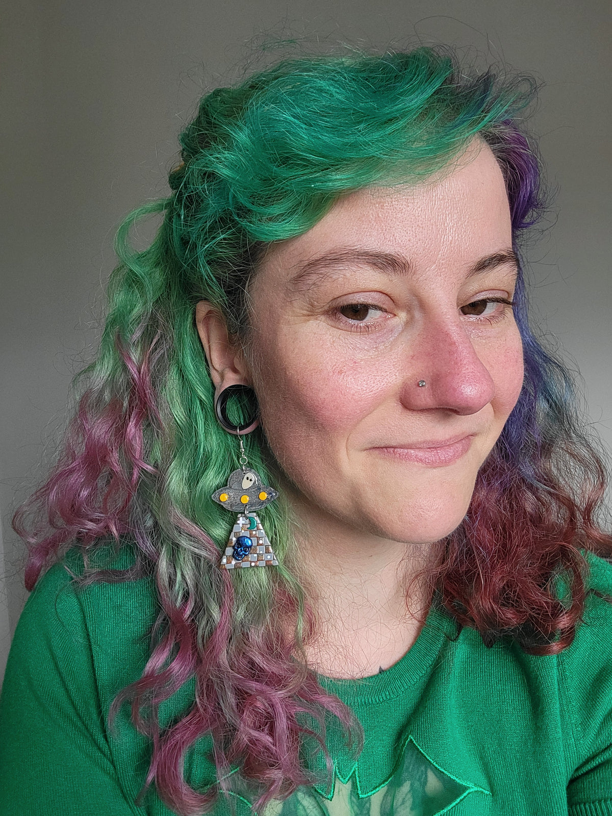 Alien Abduction: Checkered Skull Earrings