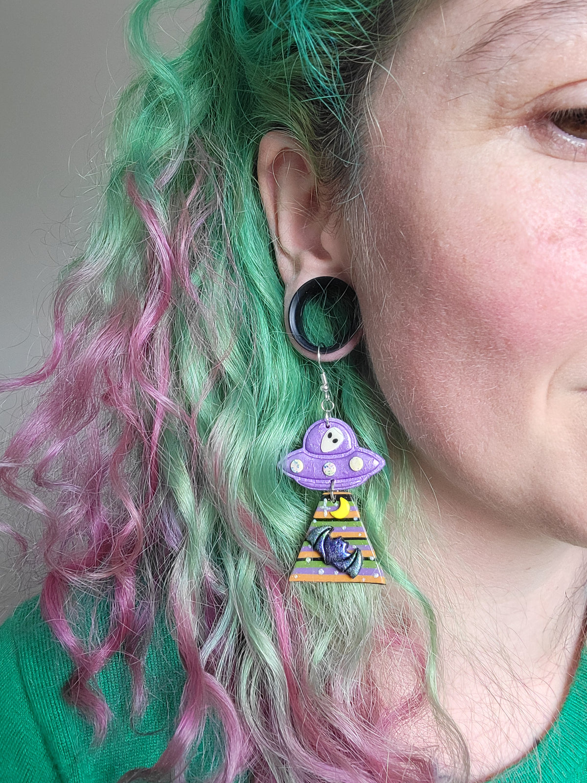 Alien Abduction: Candy Bat Earrings.
