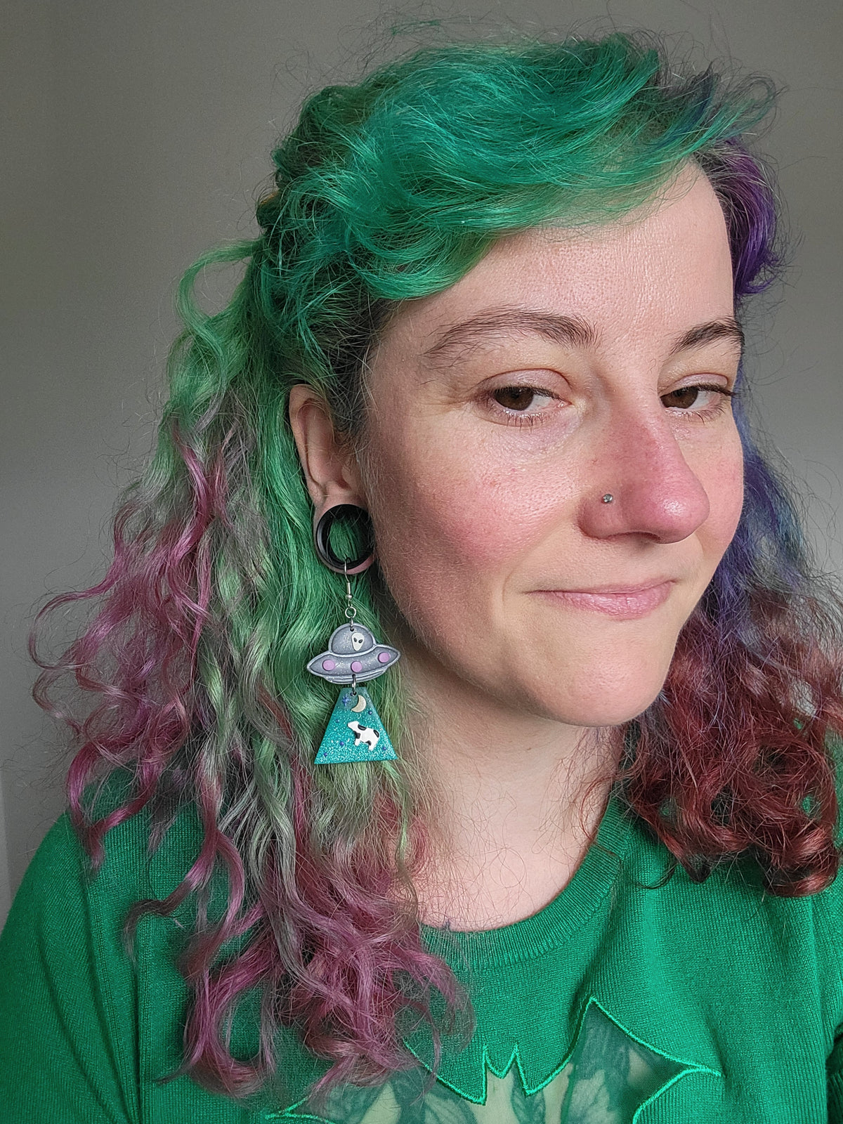 Alien Abduction: Nightsky Cow Earrings