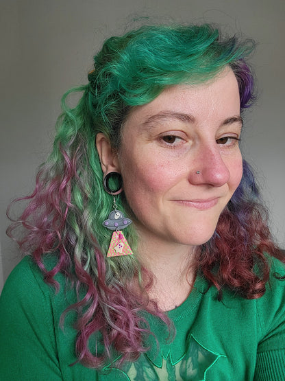 Alien Abduction: Checkered Ghostie Earrings
