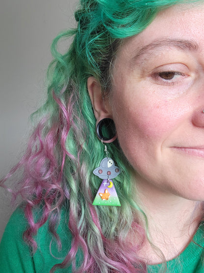 Alien Abduction: Red Fox Earrings