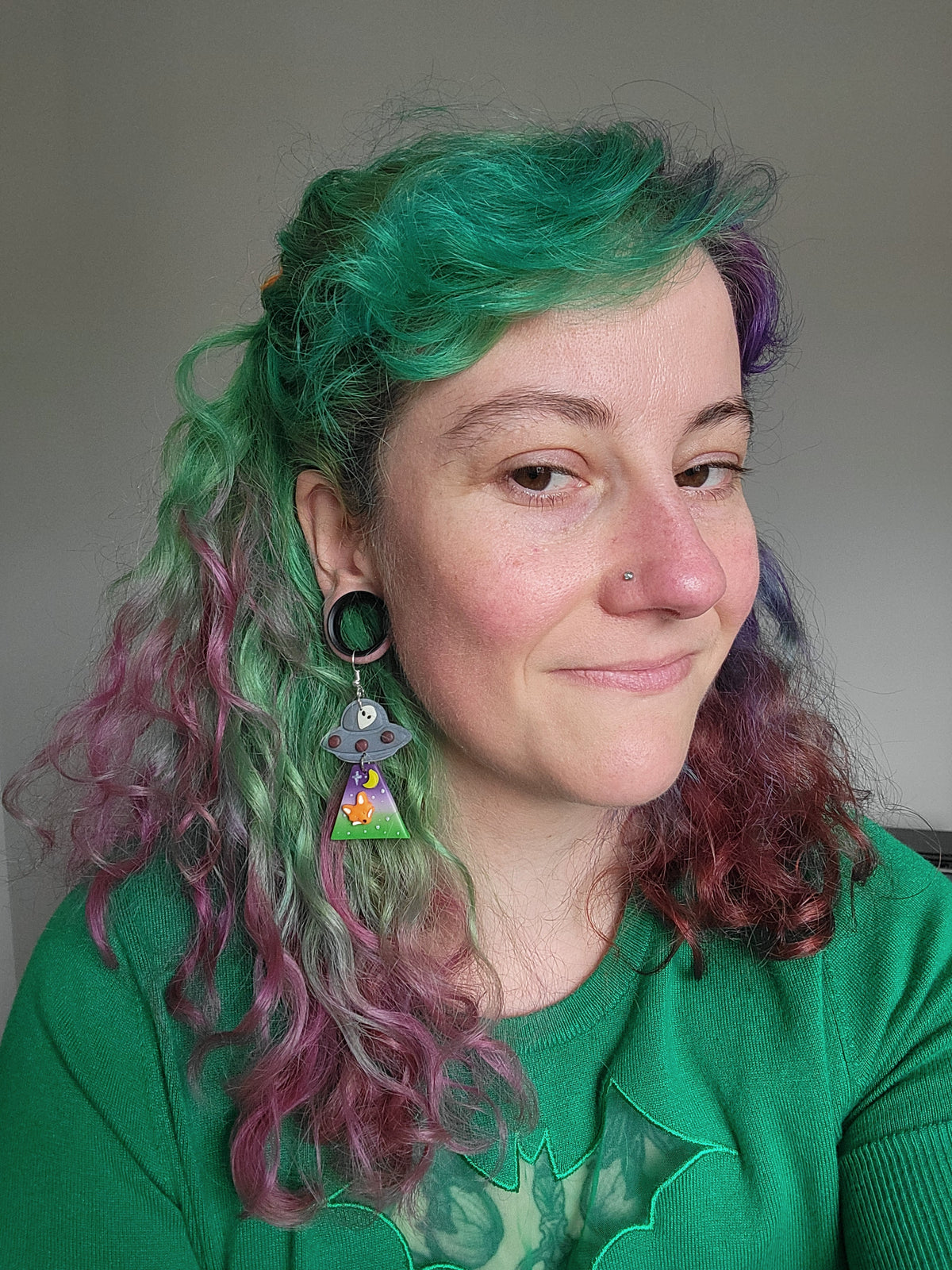 Alien Abduction: Red Fox Earrings