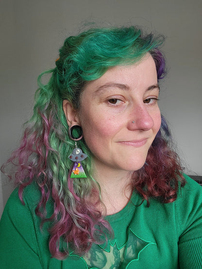 Alien Abduction: Red Fox Earrings