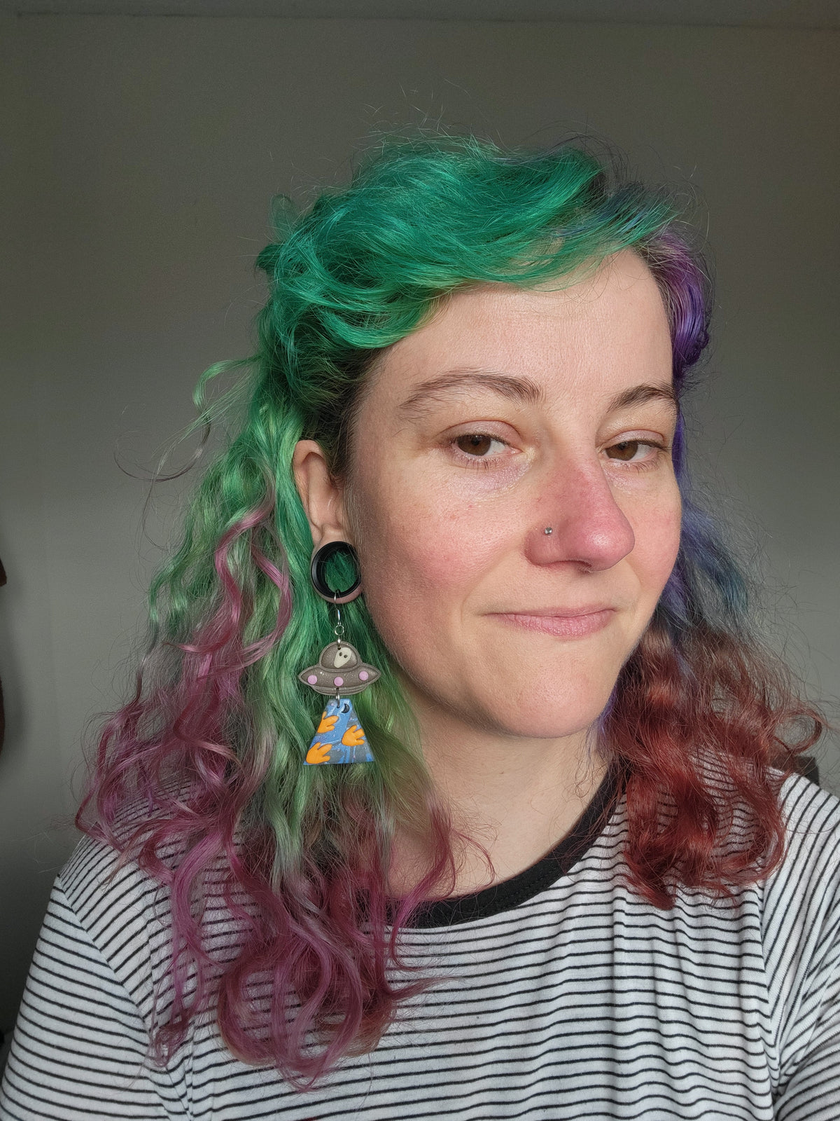 Alien Abduction: Dino Print Earrings.