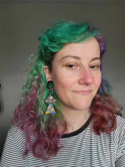 Alien Abduction: Dino Print Earrings.