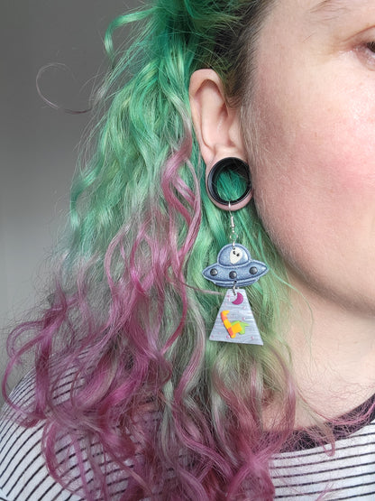 Alien Abduction: Patchwork Diplo Earrings.