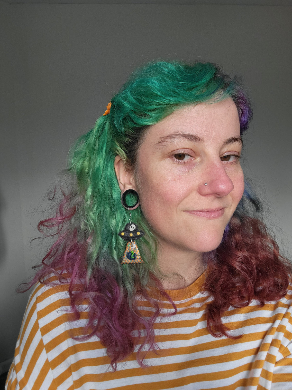 Alien Abduction: Blue Pumpkin Earrings
