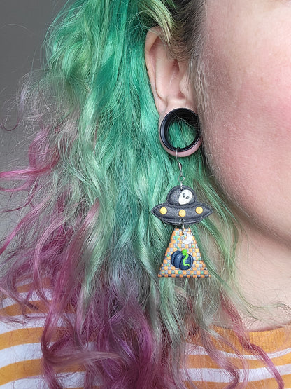 Alien Abduction: Blue Pumpkin Earrings