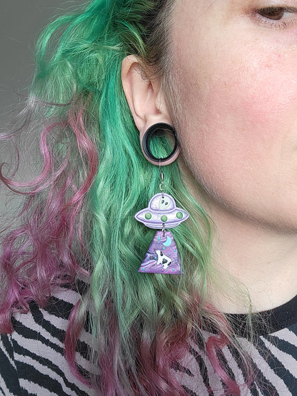 Alien Abduction: Purple Beam Earrings