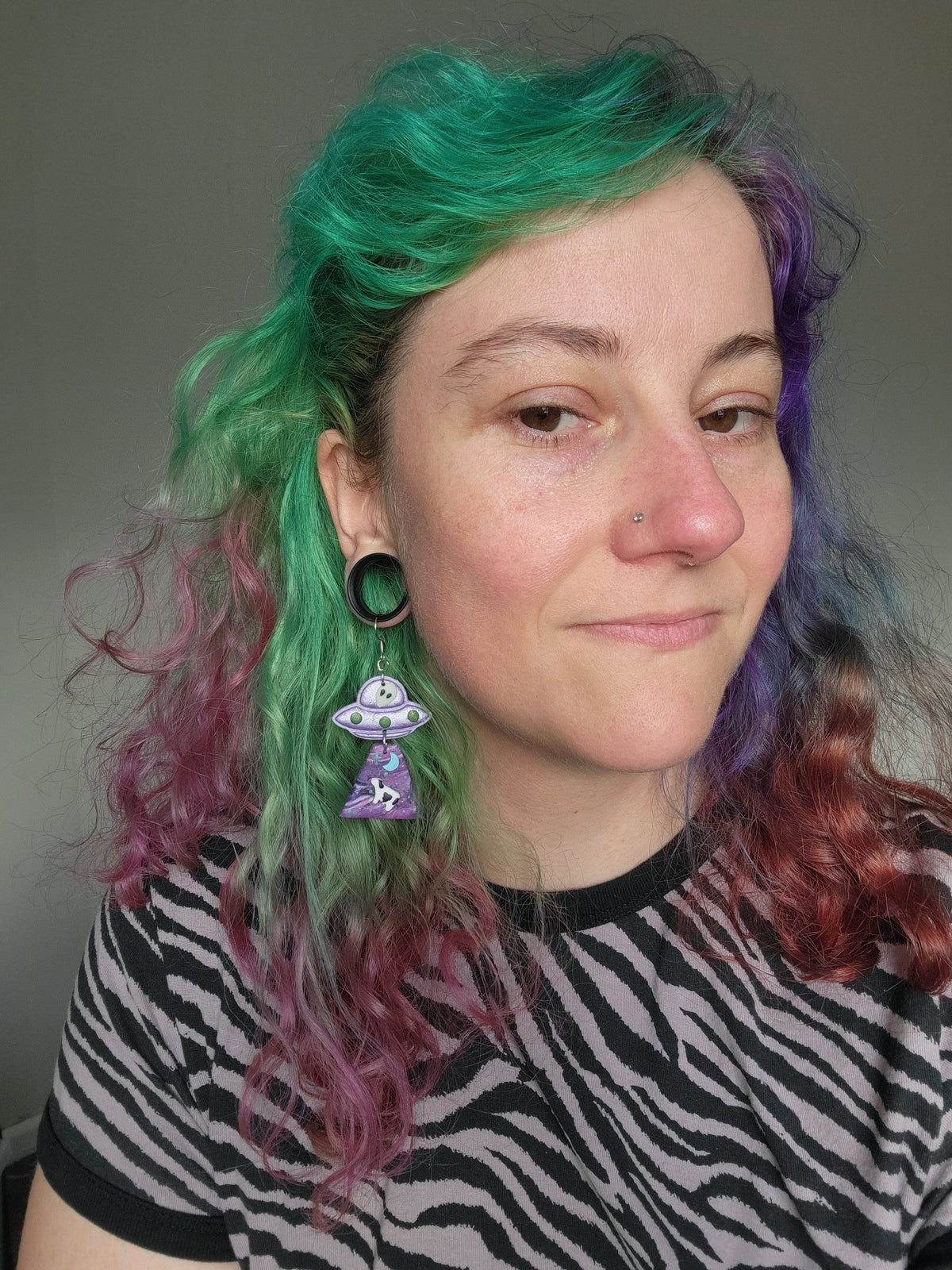 Alien Abduction: Purple Beam Earrings