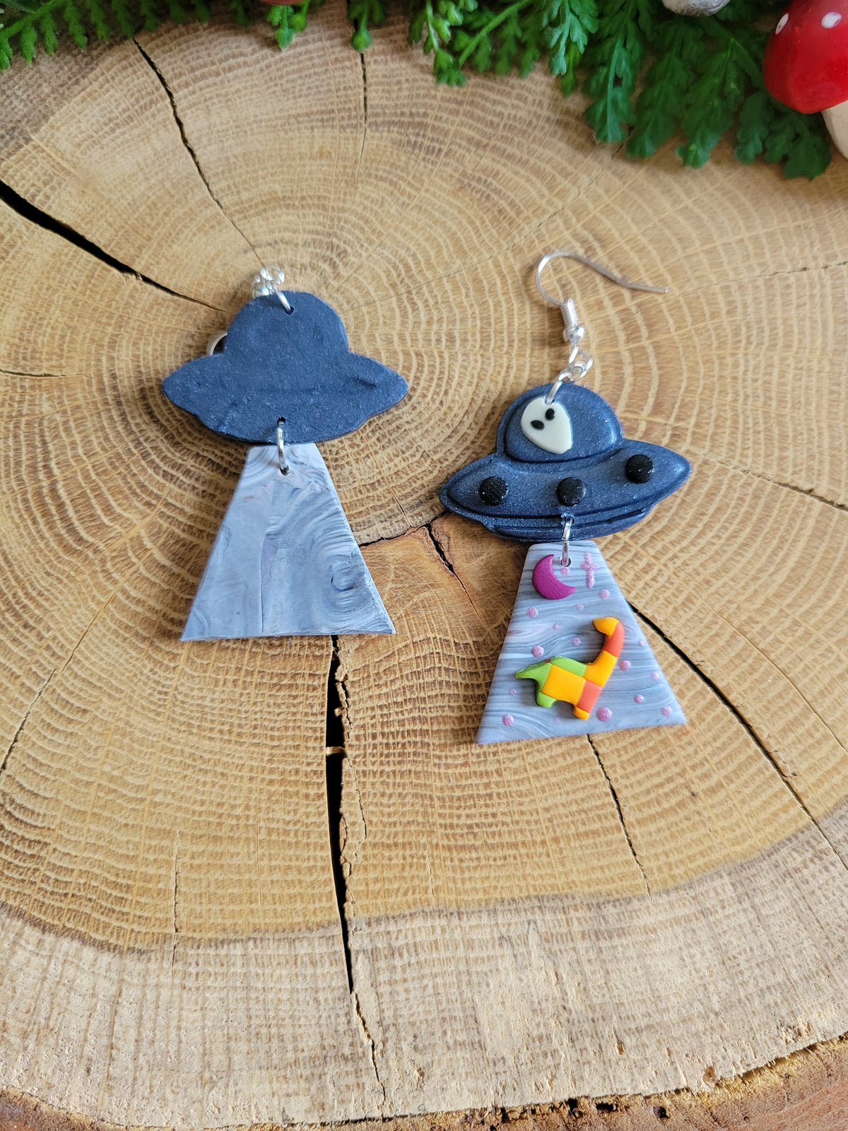 Alien Abduction: Patchwork Diplo Earrings.