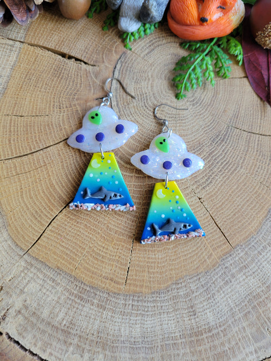 Alien Abduction: Great White Earrings.