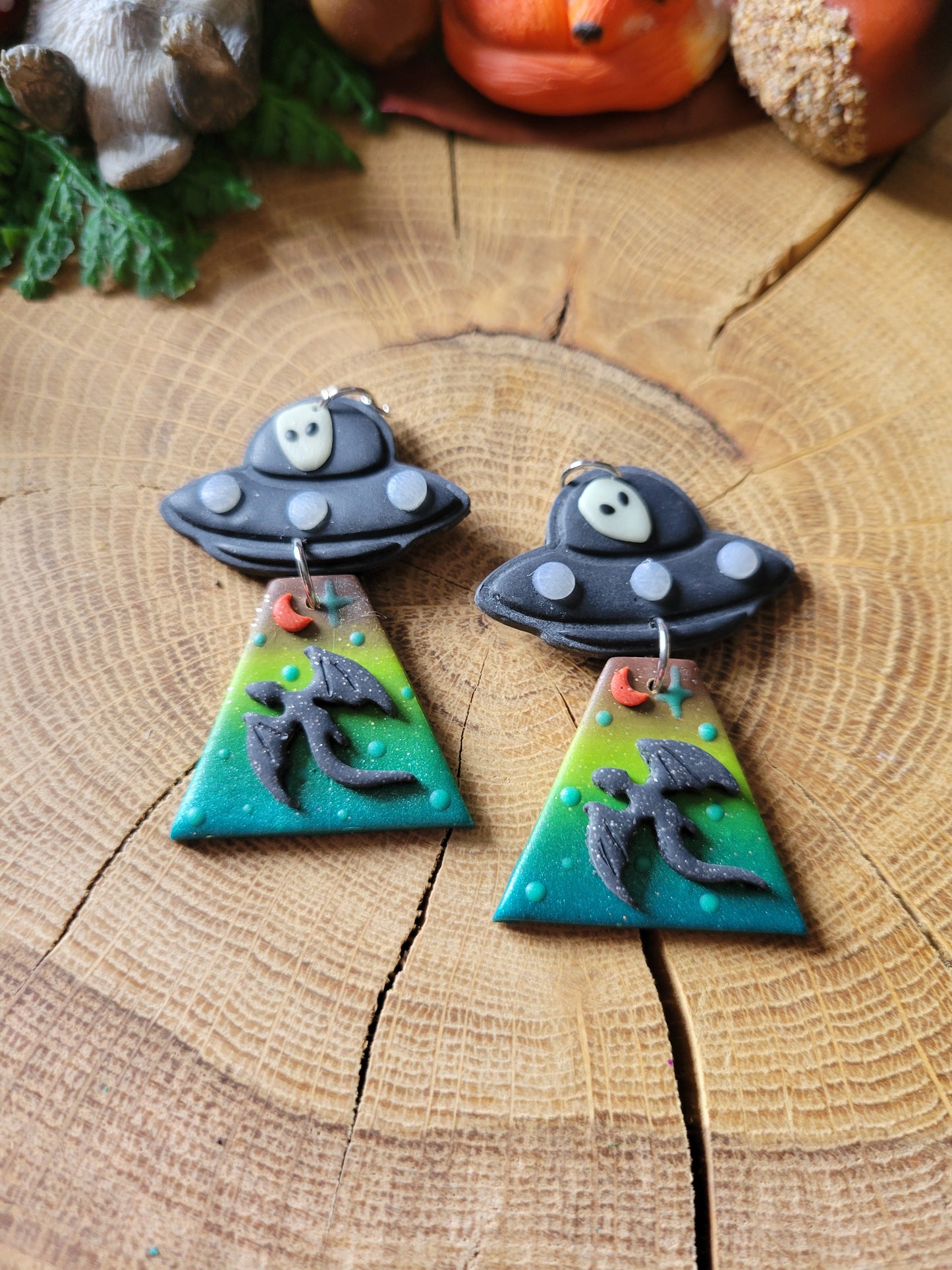 Alien Abduction: Forgotten Dragon Earrings.
